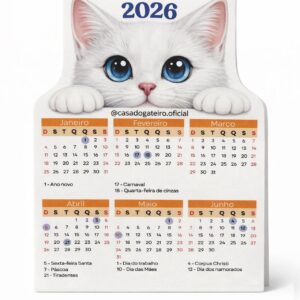 Calendário gato branco