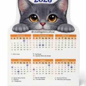 Calendário gato cinza
